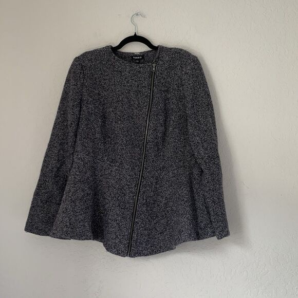 Torrid Fit & Flare Tweed Jacket Asymmetrical Zip Marled Gray Women Plus 1X Moto - Picture 3 of 10